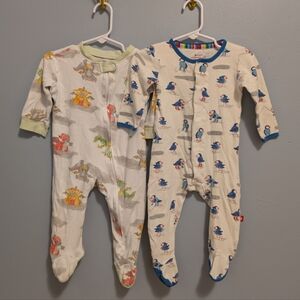 Magnetic Me Burt's bees Onesie Sleeper Footies - Blue and Cream bundle Set